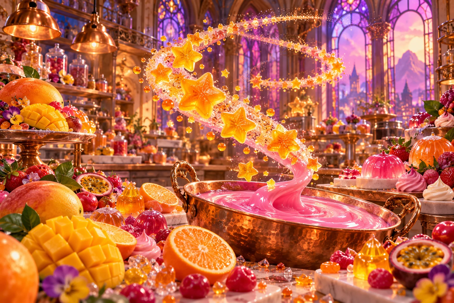 Comet kitchen in Jorevumi's illustrated fruit and confectionery world