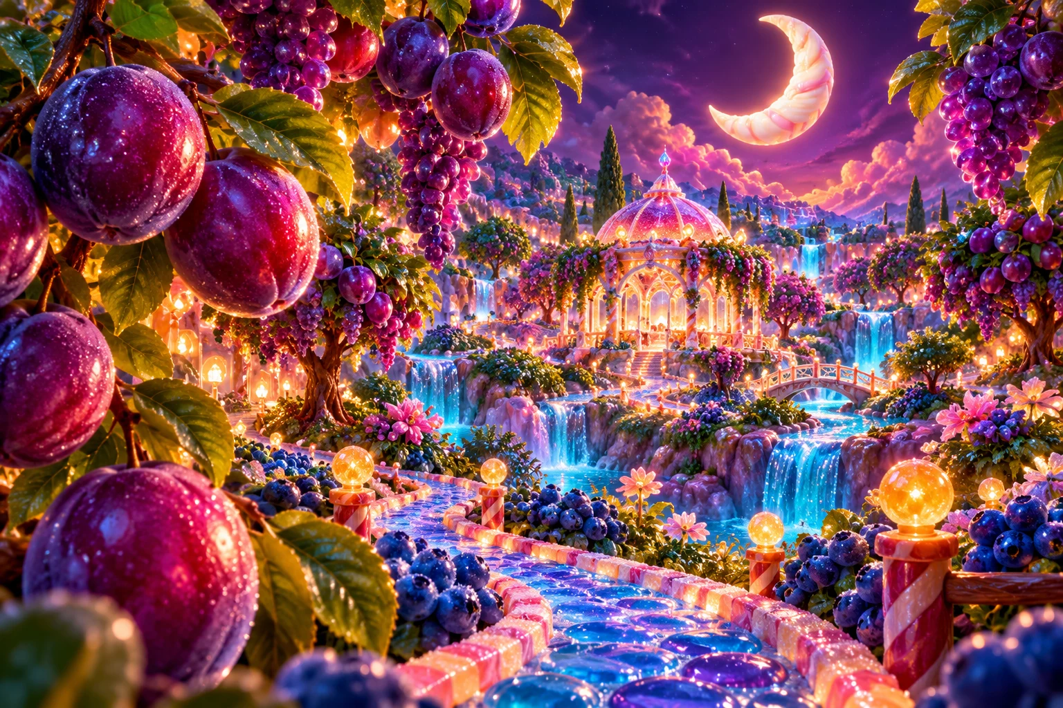 Moon orchard in Jorevumi's illustrated fruit and confectionery world