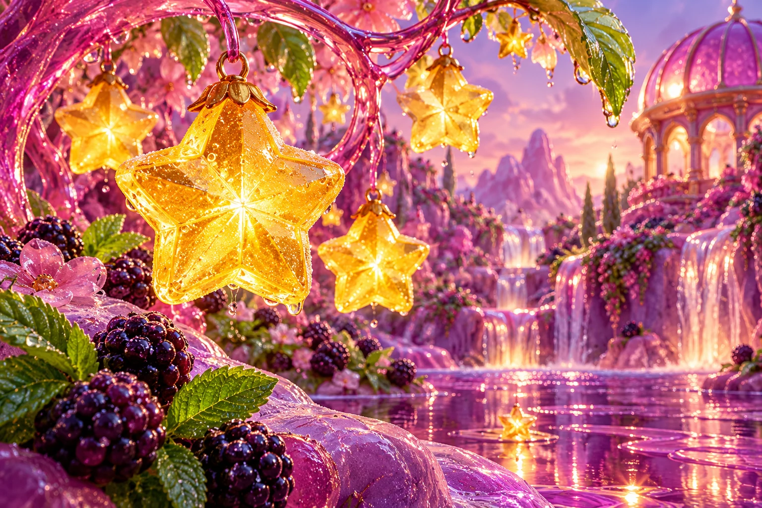Star lanterns in Jorevumi's illustrated fruit and confectionery world